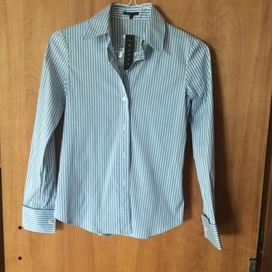 NWT Theory Blue-White Stripe Button Down Top XS/P
